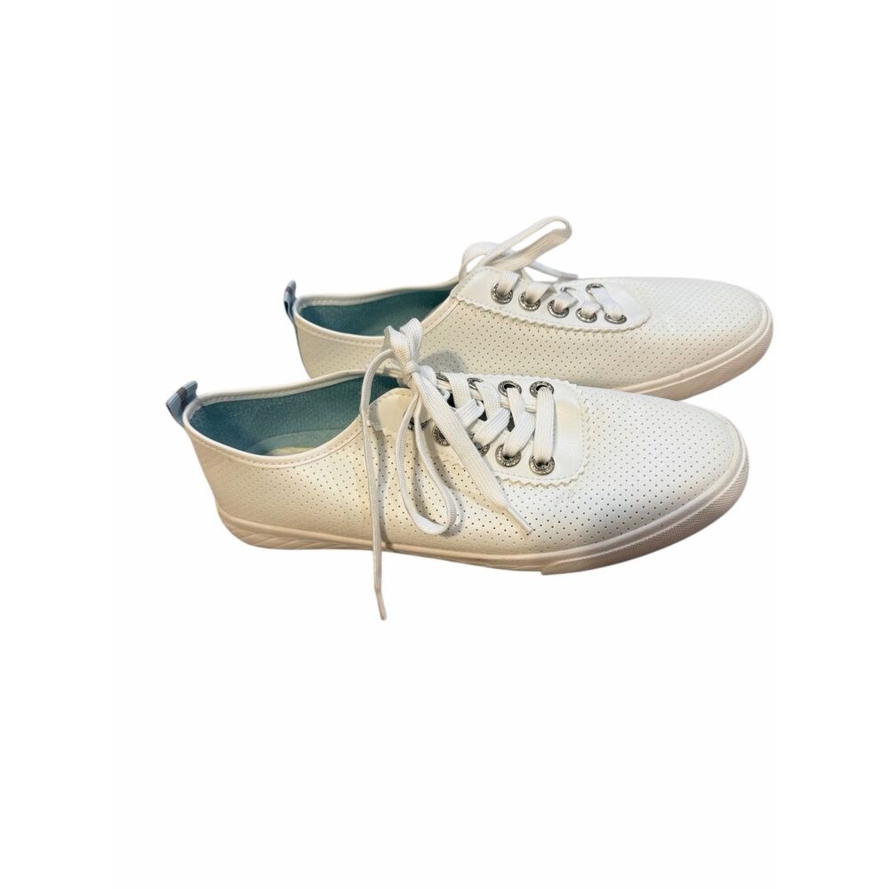 Tommy Bahama Women's White Perforated Low-Top Lace-Up Sneakers Size 10